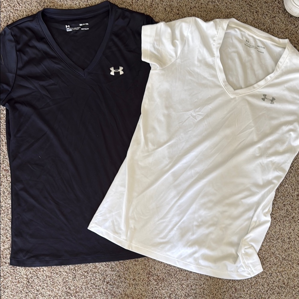 Under Armour Black and White V-Neck Tees